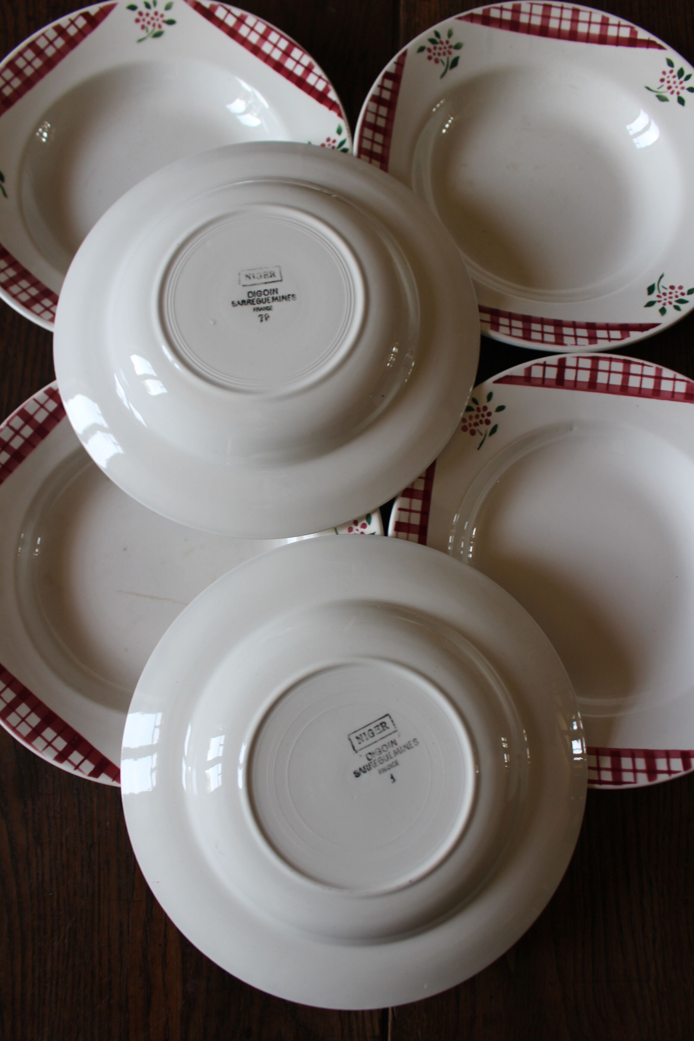 Lot 6 hollow plates Niger Digoin Sarreguemines