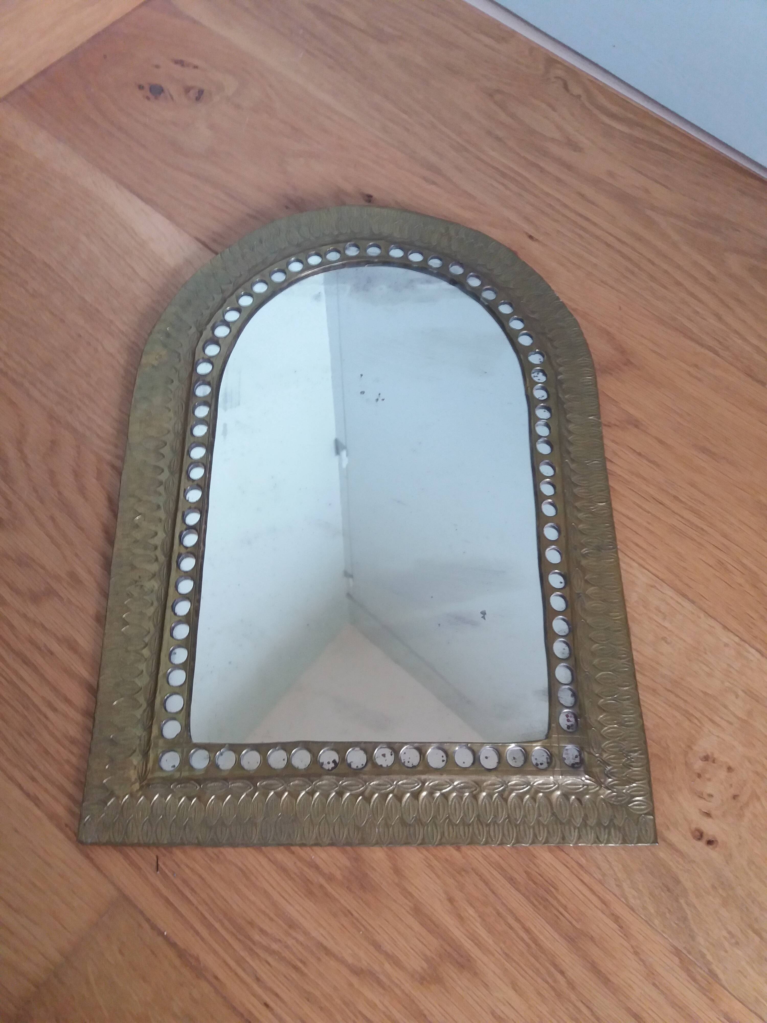 Oriental brass mirror 36x26
