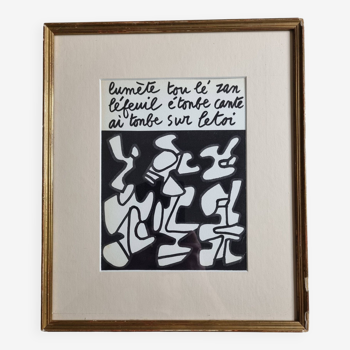 Screenprint after Jean Dubuffet framed under glass 28 cm by 33 cm