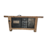 Large industrial workbench elm and metal 2 doors 4 drawers