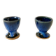 duo de coquetiers en grès / céramique bleue années 70