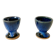 duo de coquetiers en grès / céramique bleue années 70
