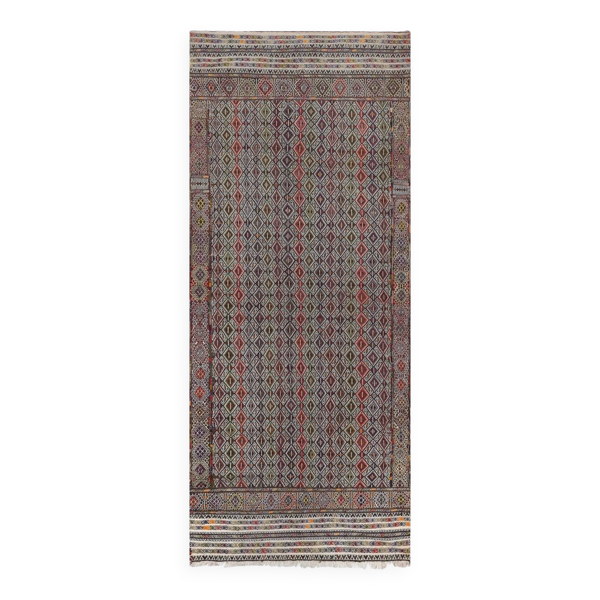 Vintage Turkish kilim, handwoven, 141x356 cm.