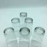 6 glasses to orangeade engraved decoration bunch of grapes.