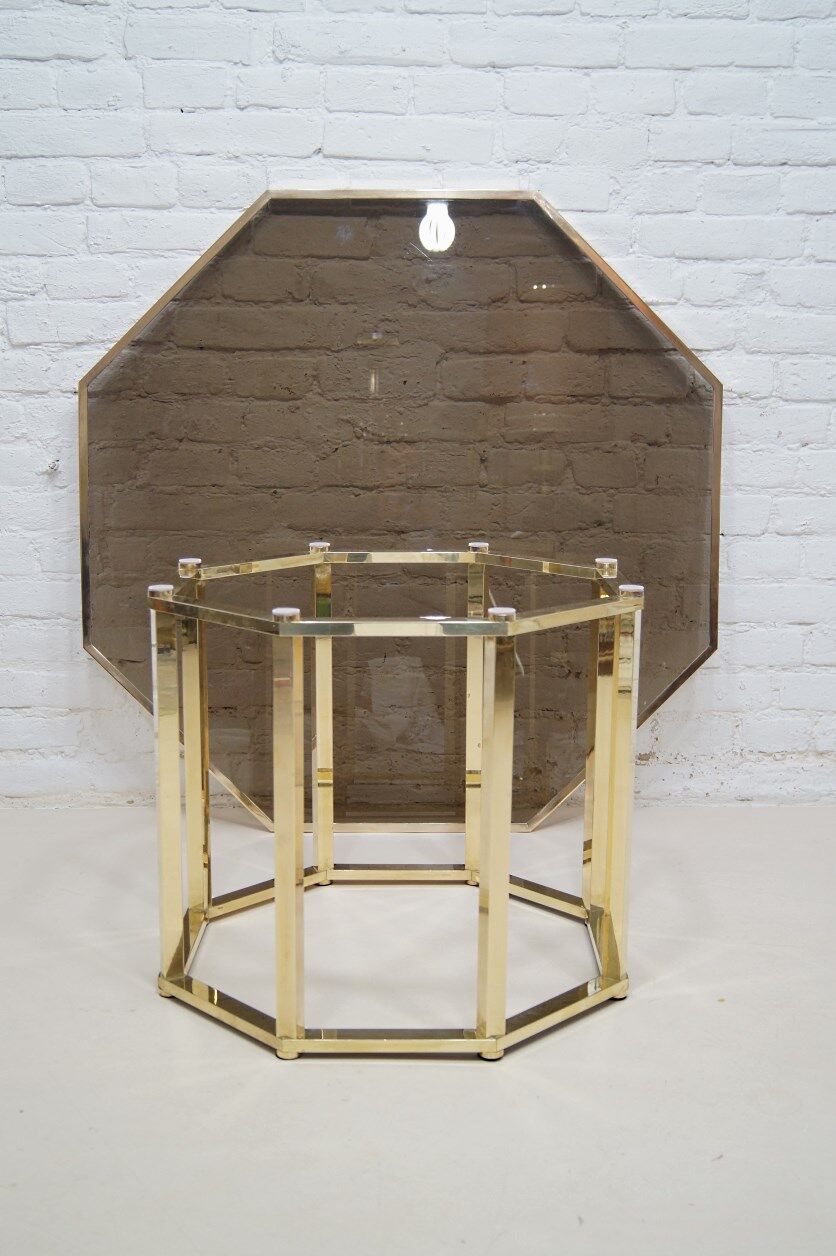 Brass  Italian coffee table by Romeo Rega, 1970s