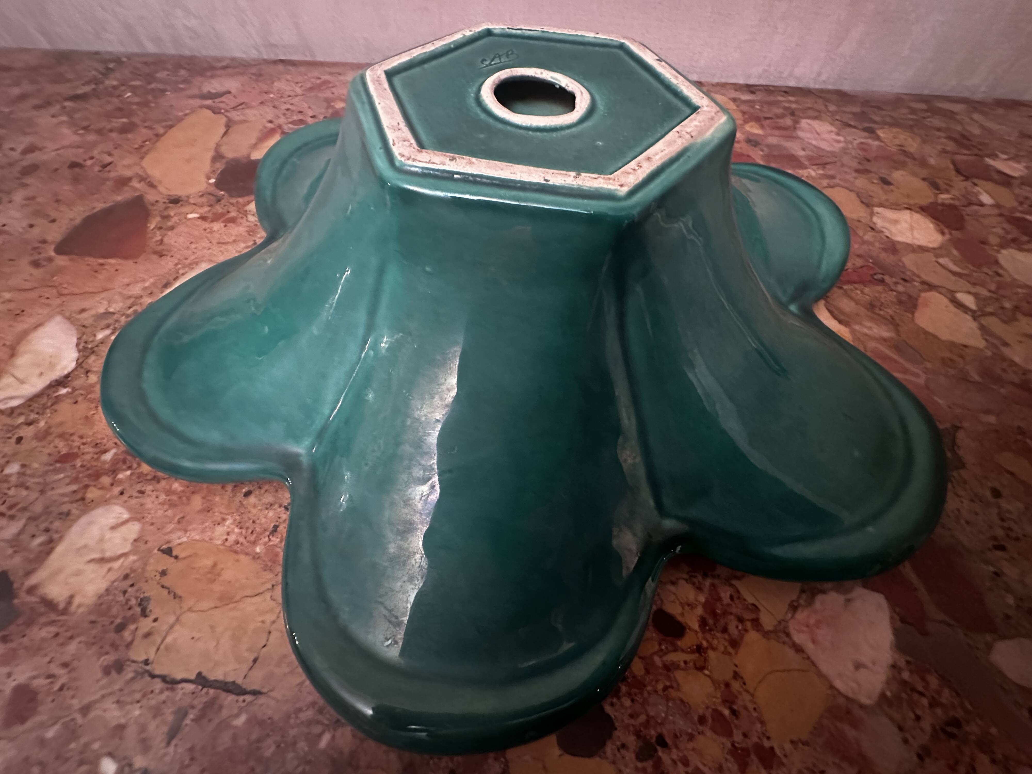CAB Art Ceramics of Bordeaux - Large green art-deco centerpiece