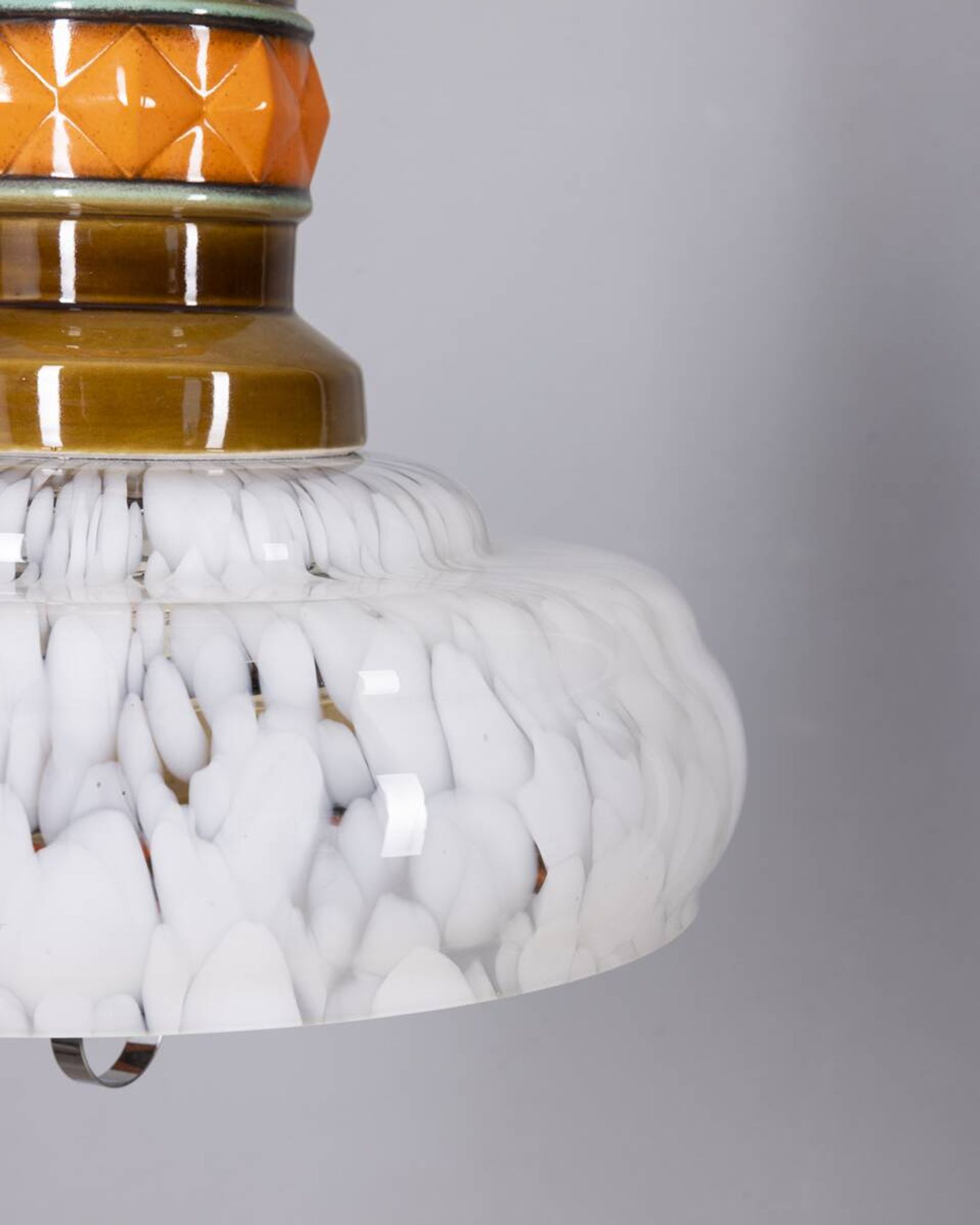 Vintage 1960s Italian design ceramic and glass chandelier