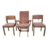 Armchair and 2 Baumann chairs in vintage velvet