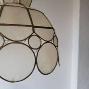 Suspension Corolle en Nacre Capiz & Laiton - Vintage 1970