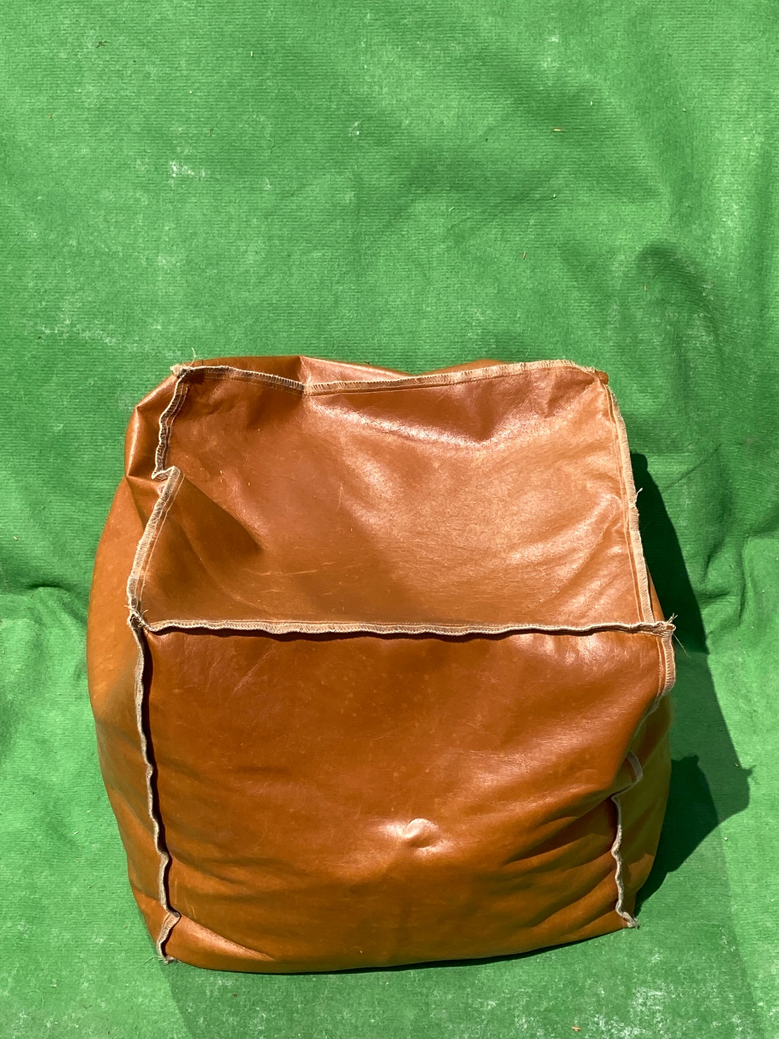 Midcentury Dutch leather pouf or stool or ottoman