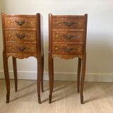 Set of 2 rosewood and marquetry bedside tables