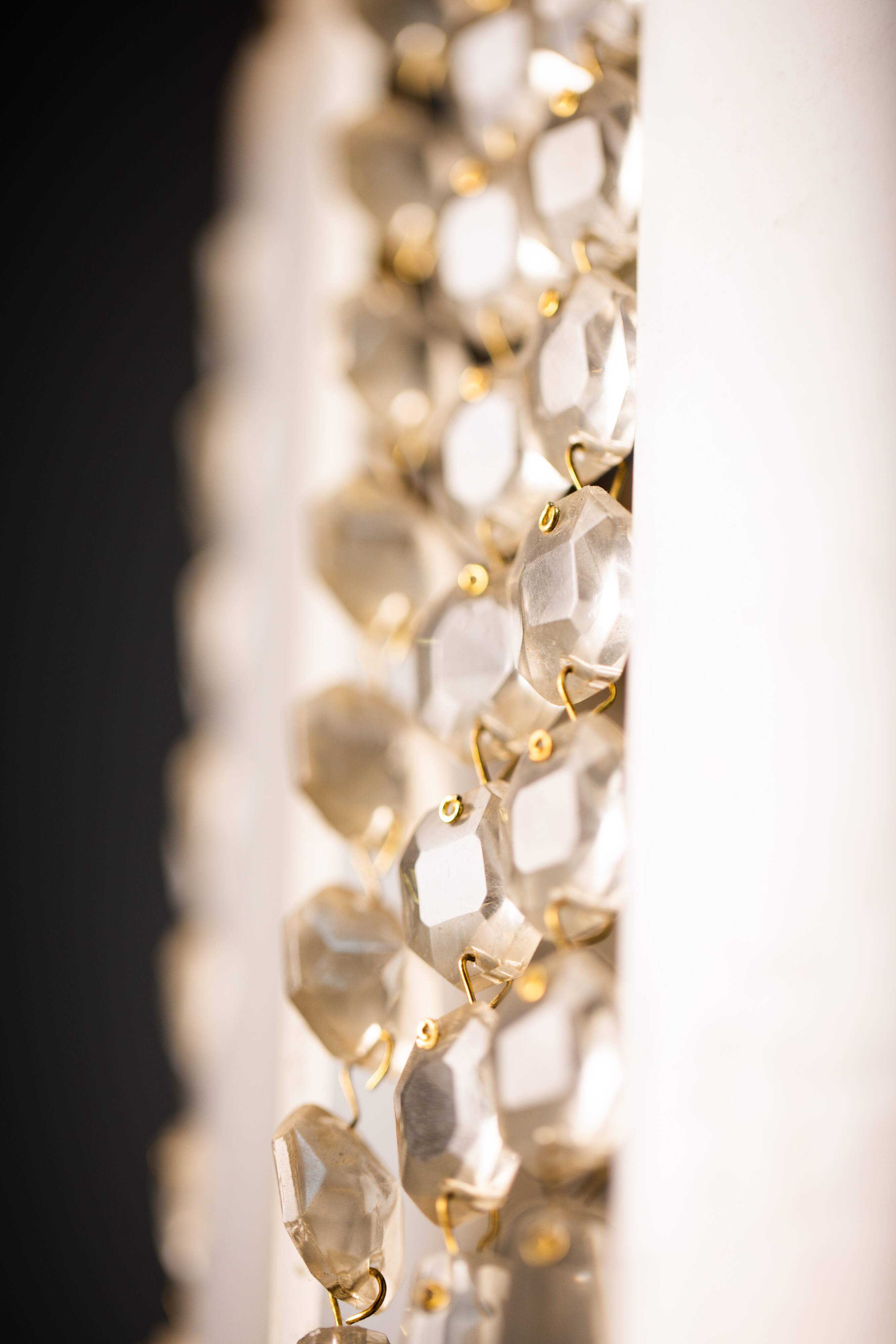 Vintage Crystal Chandelier: 1970s Czech Brass Glass Pendant Light