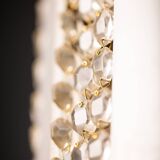 Vintage Crystal Chandelier: 1970s Czech Brass Glass Pendant Light