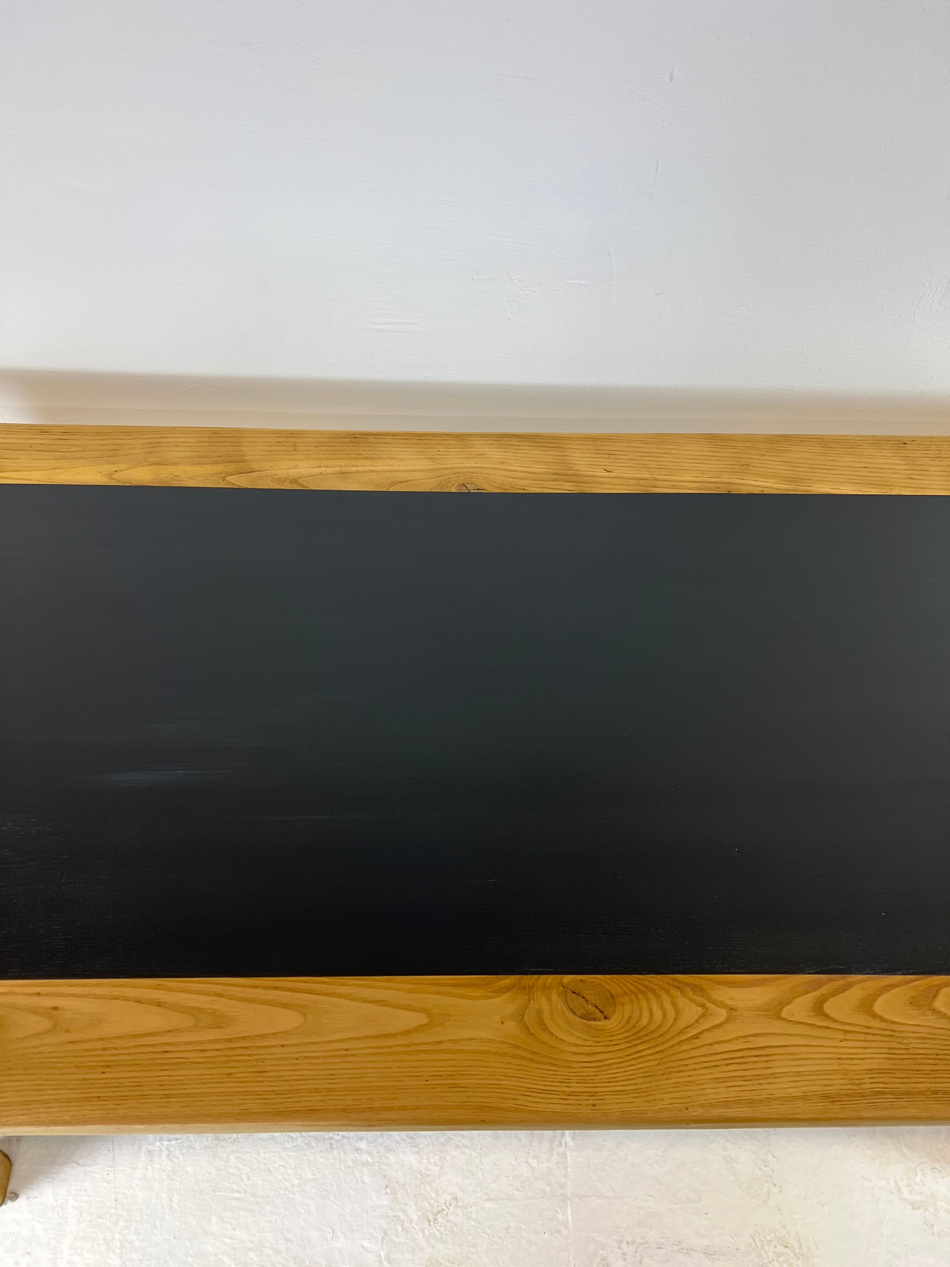 Oak farmhouse table, black top