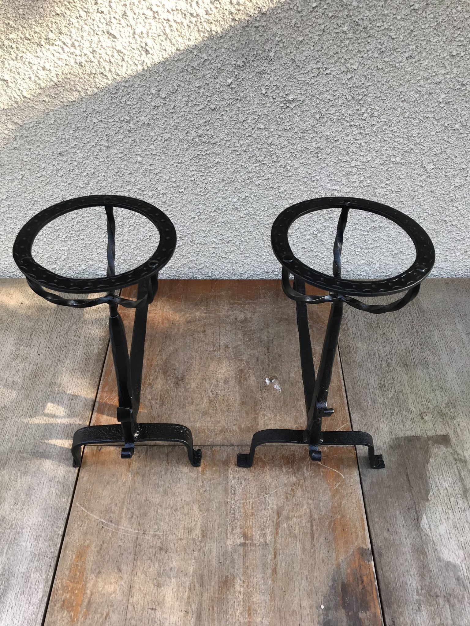 Former pair of landiers iron chimney