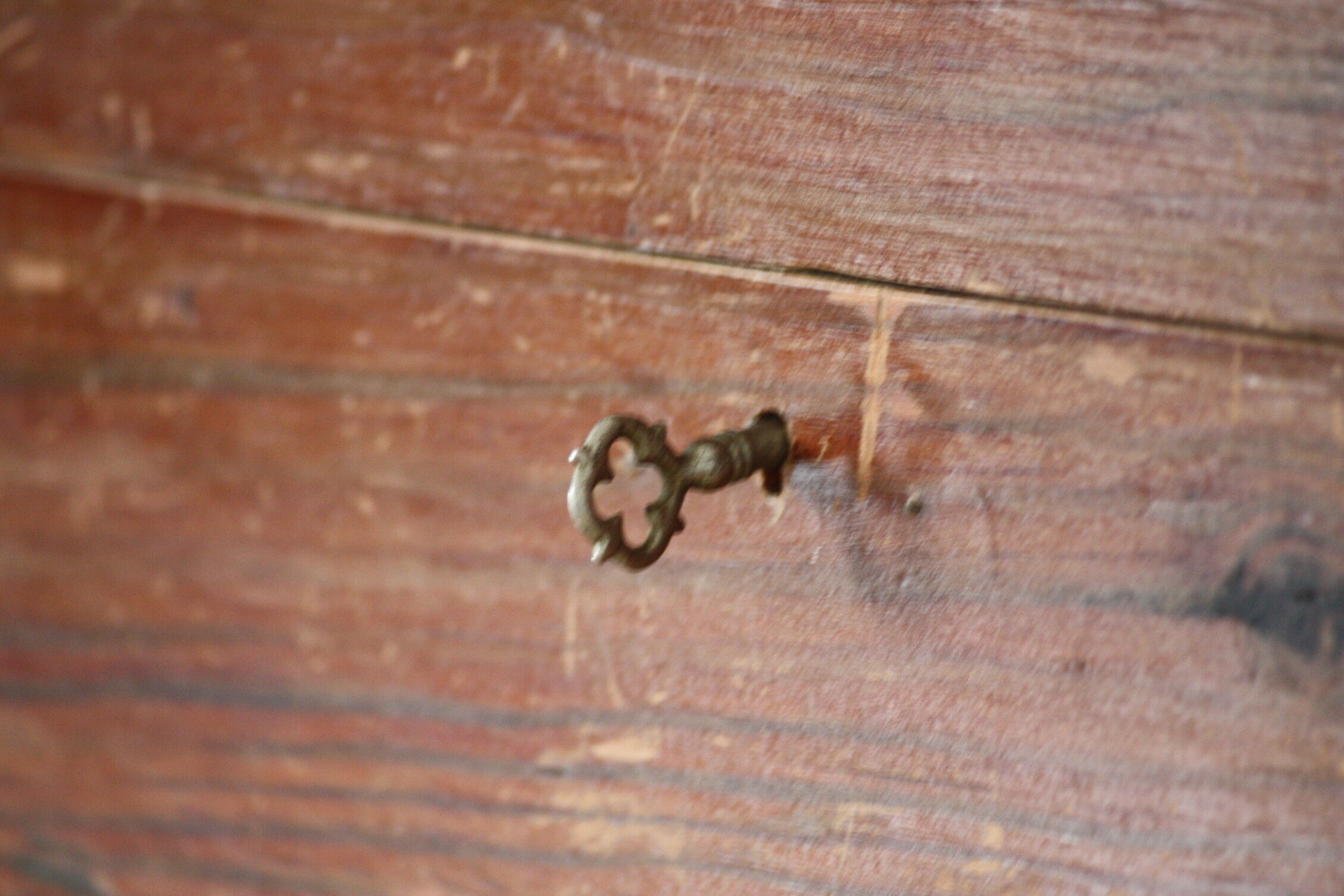 Carved wooden box with lock