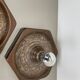 Set of Three brown Ceramic SPUTNIK Wall Lights by Pan Ceramics Germany 197