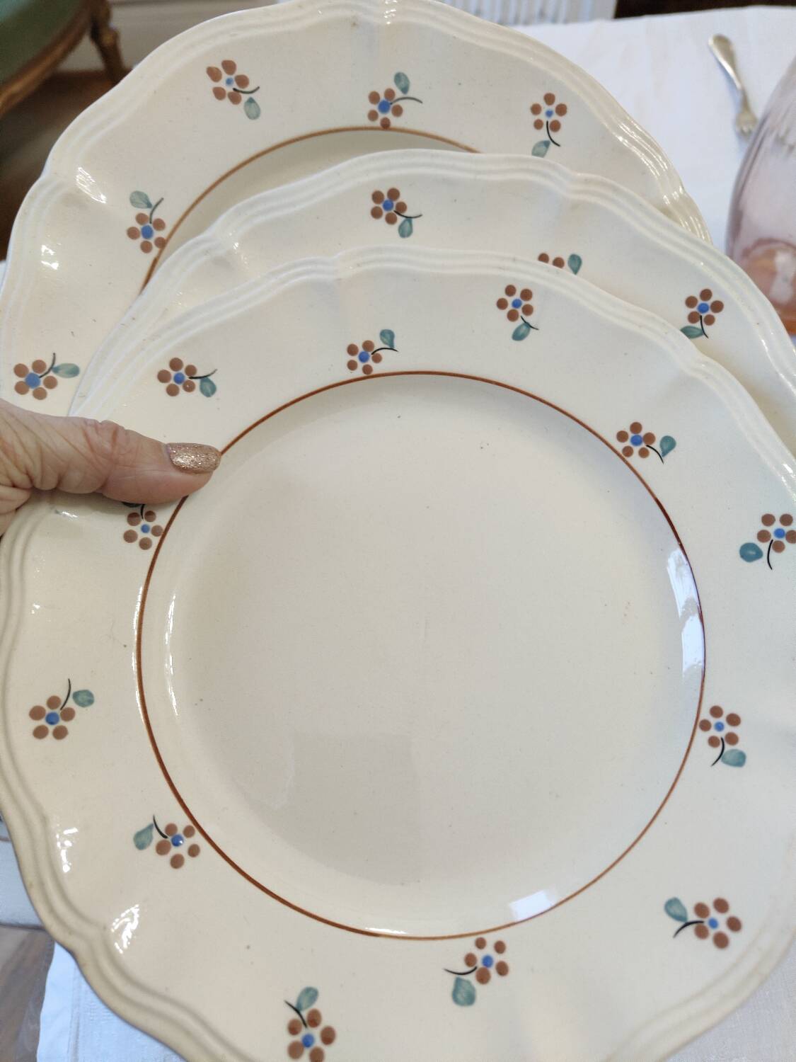 Set of 10 plates + 10 soup plates Arromanches Sarreguemines model