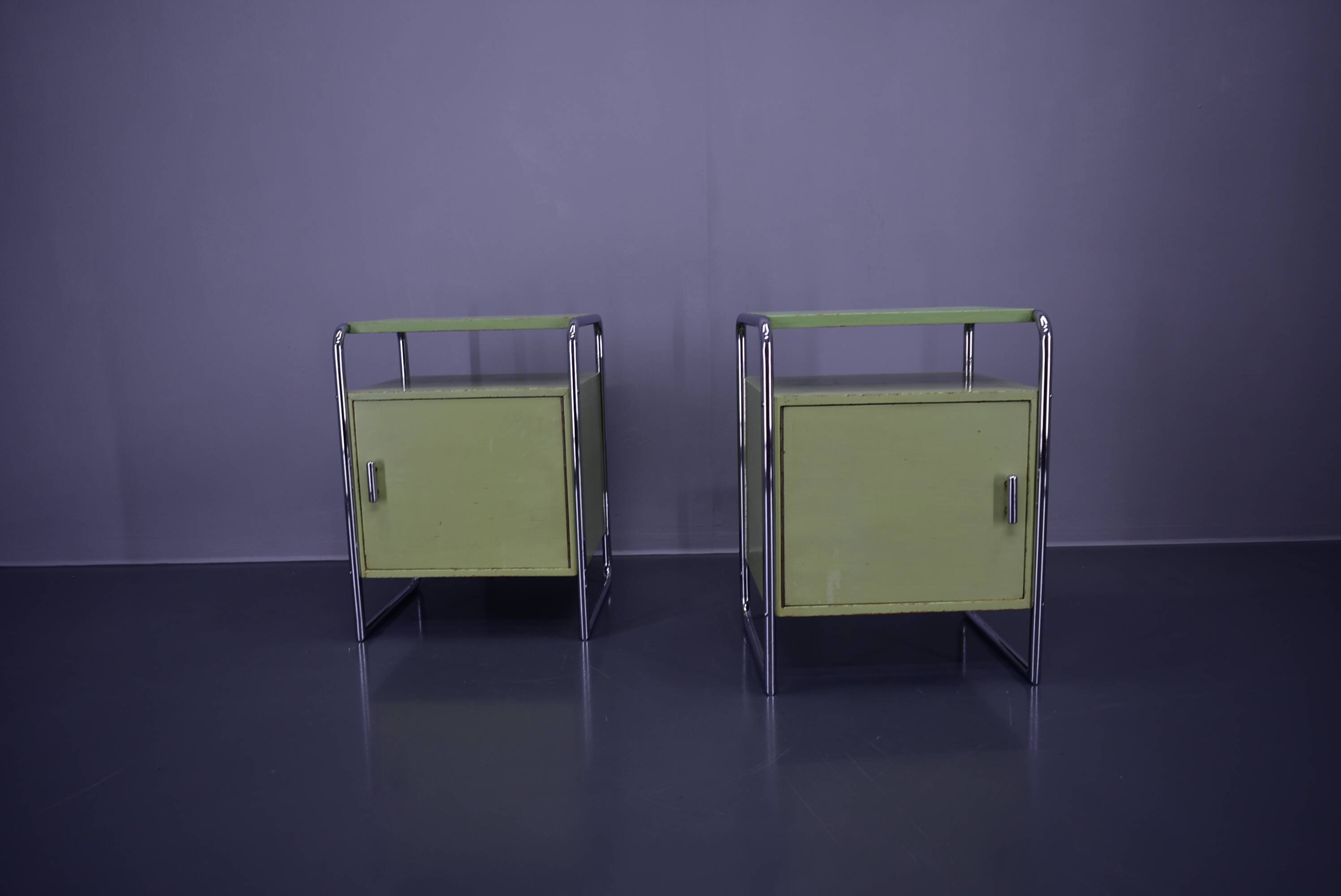 Set of Two Bauhaus Night Stands by Vichr & Co., 1930s