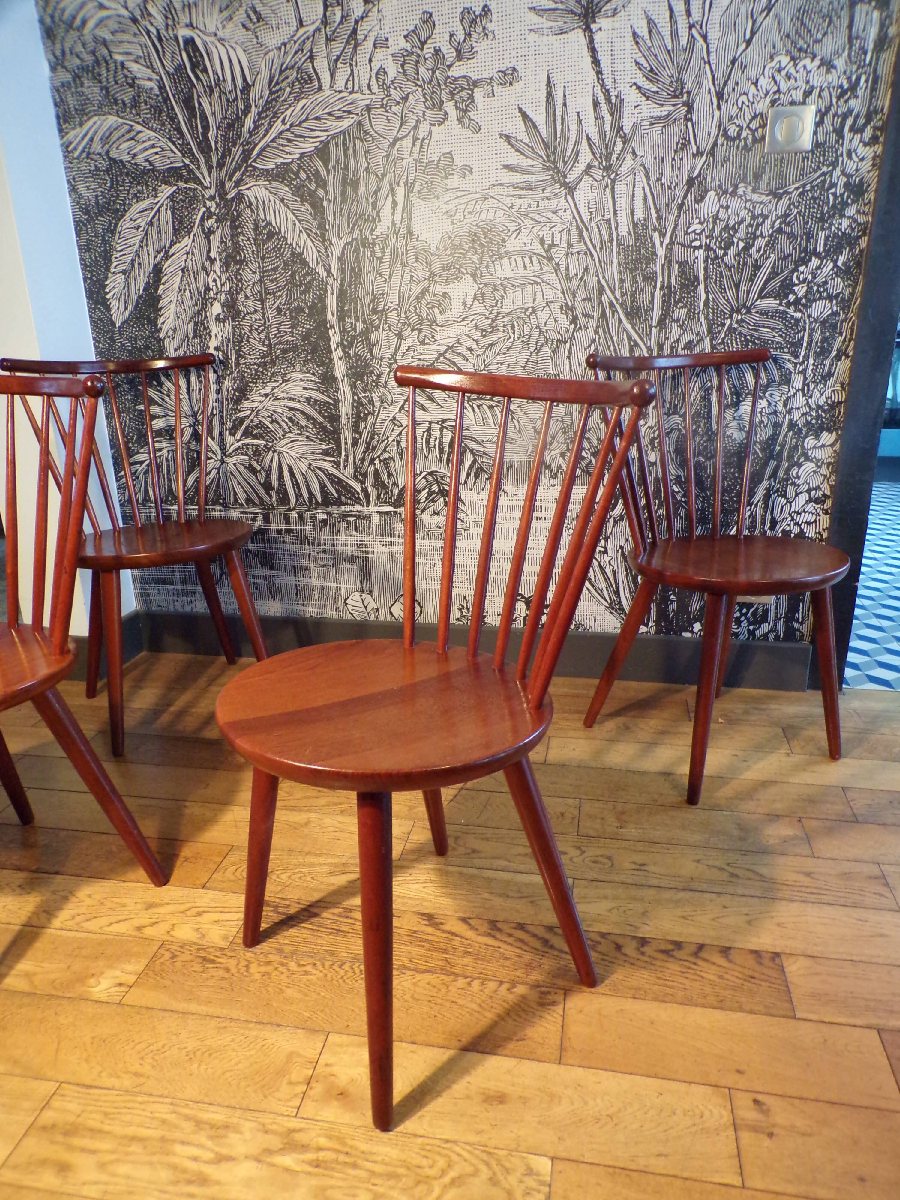 Set of 4 Scandinavian teak chairs.