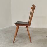 Set of 4 Baumann Menuet chairs in wood and compass feet