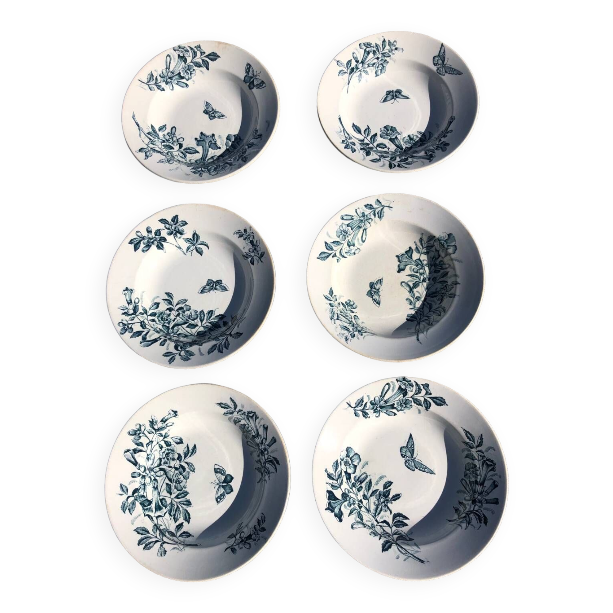 6 Badonviller soup plates Jasmin model