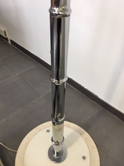 Vintage lamppost arc bamboo chrome and opaline 1970