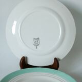 Set of 5 Saint-Smand dessert plates with mint colored edge, 1950