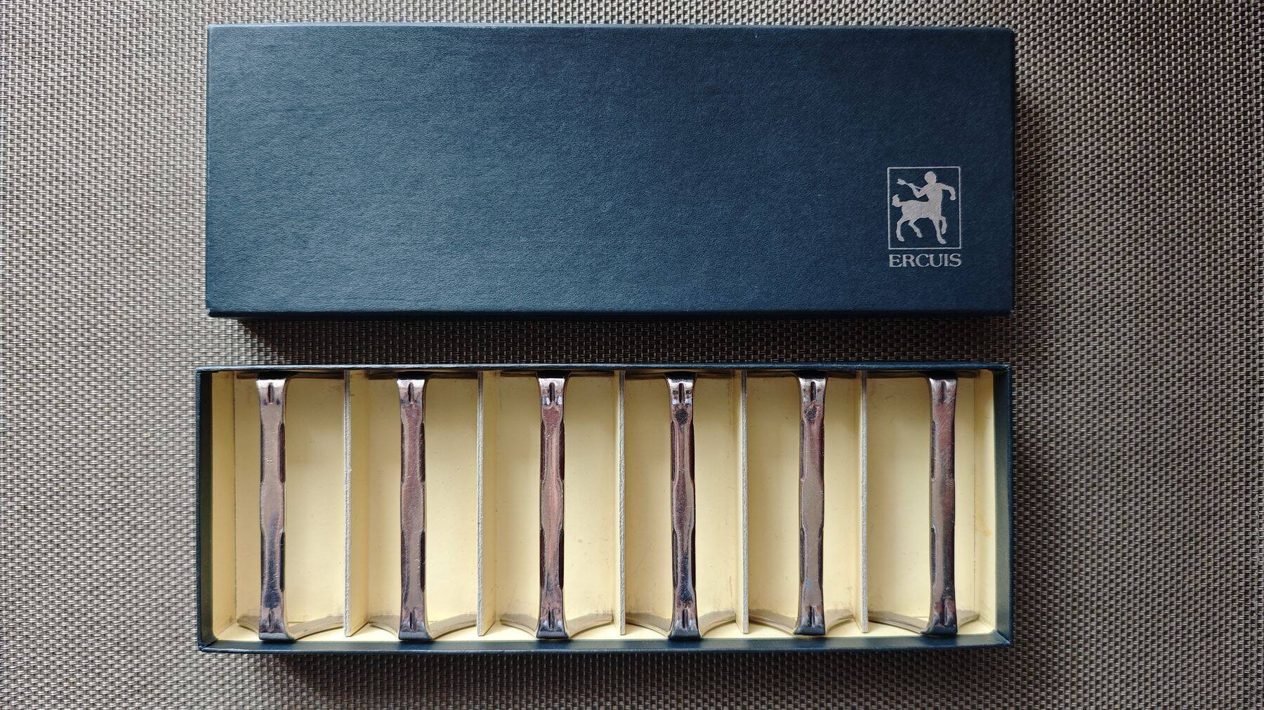 Set of 6 Ercuis modernist silver plated metal knife rests - 1960s/1970s