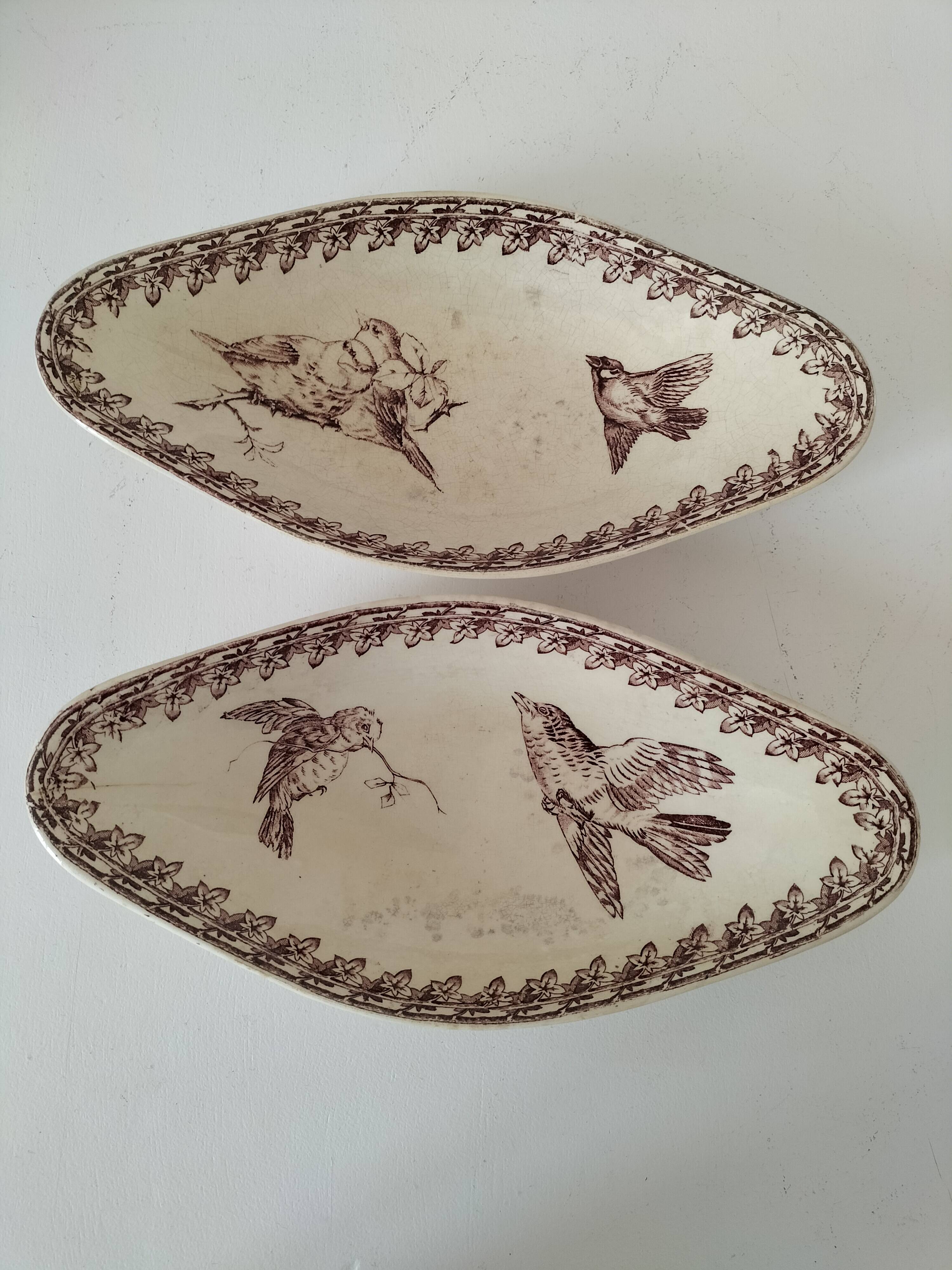 Two vintage U&C Sarreguemines Buffon model dishes