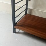 Wired metal and wood library, 1960s design
