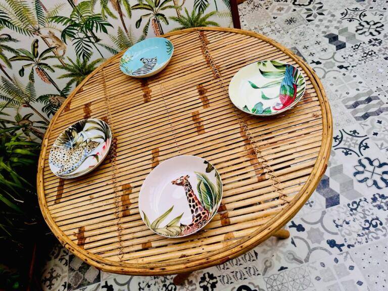 Vintage bamboo rattan table