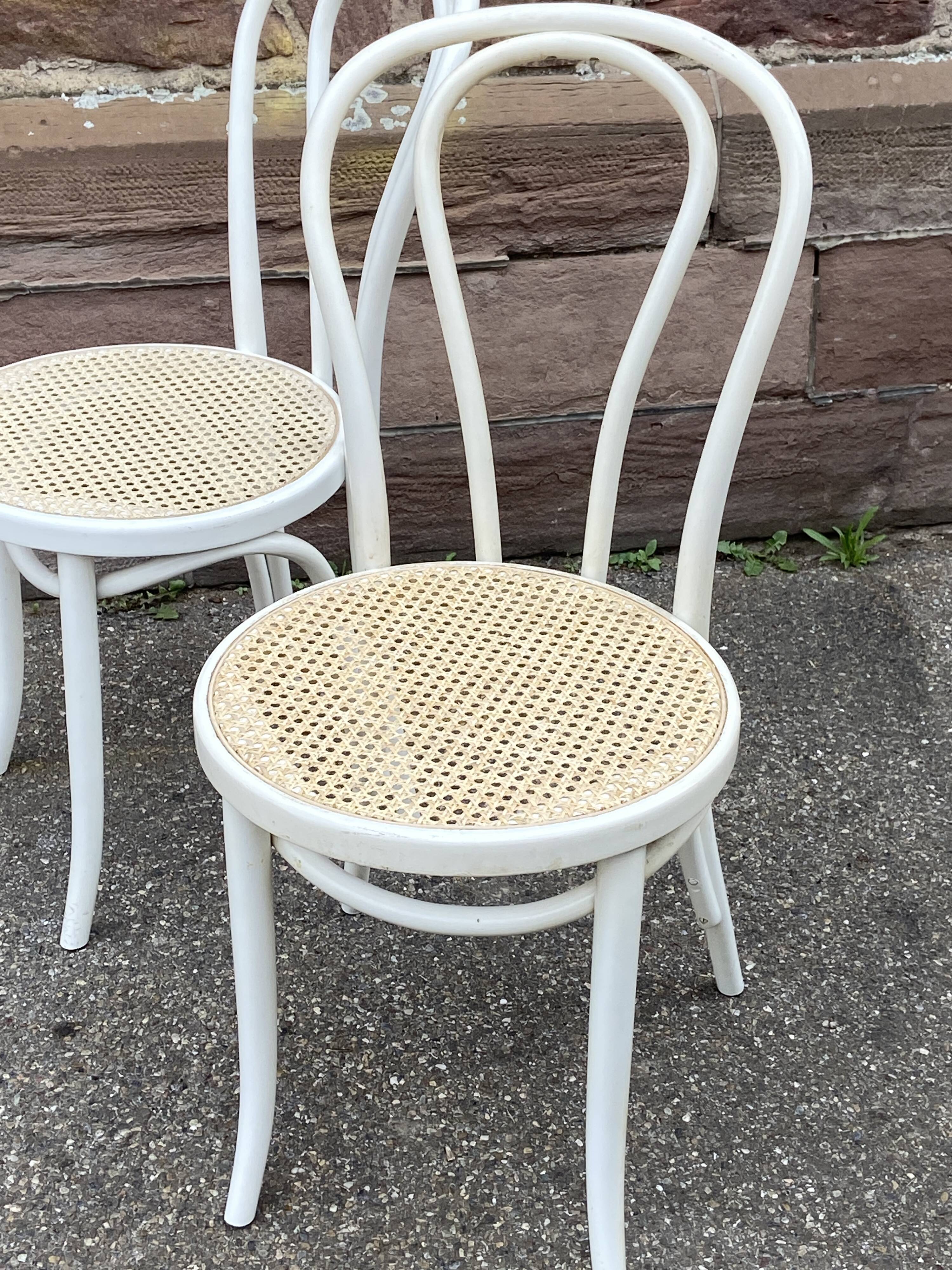 2 shabby chic bistro chairs in vintage curved wood