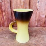 Antique pitcher in glazed yellow ceramic from the 1950s, France