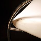 Chrome metal and white sky designer armchair