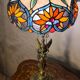 bronze lamp angel 1970 pull switch 63x30 stained glass shade