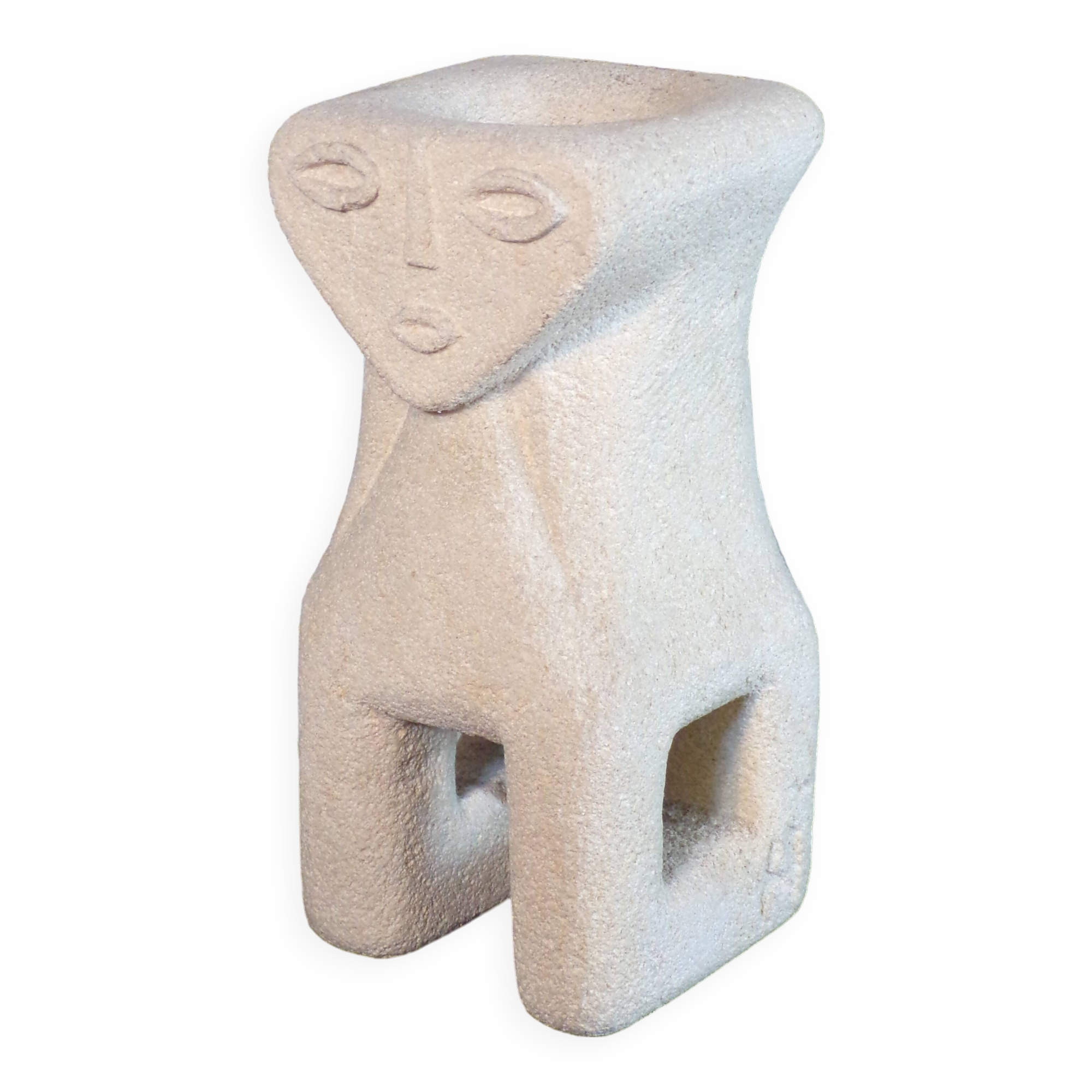 Antropomorphic lamp signed Albert Tormos in Gard stone