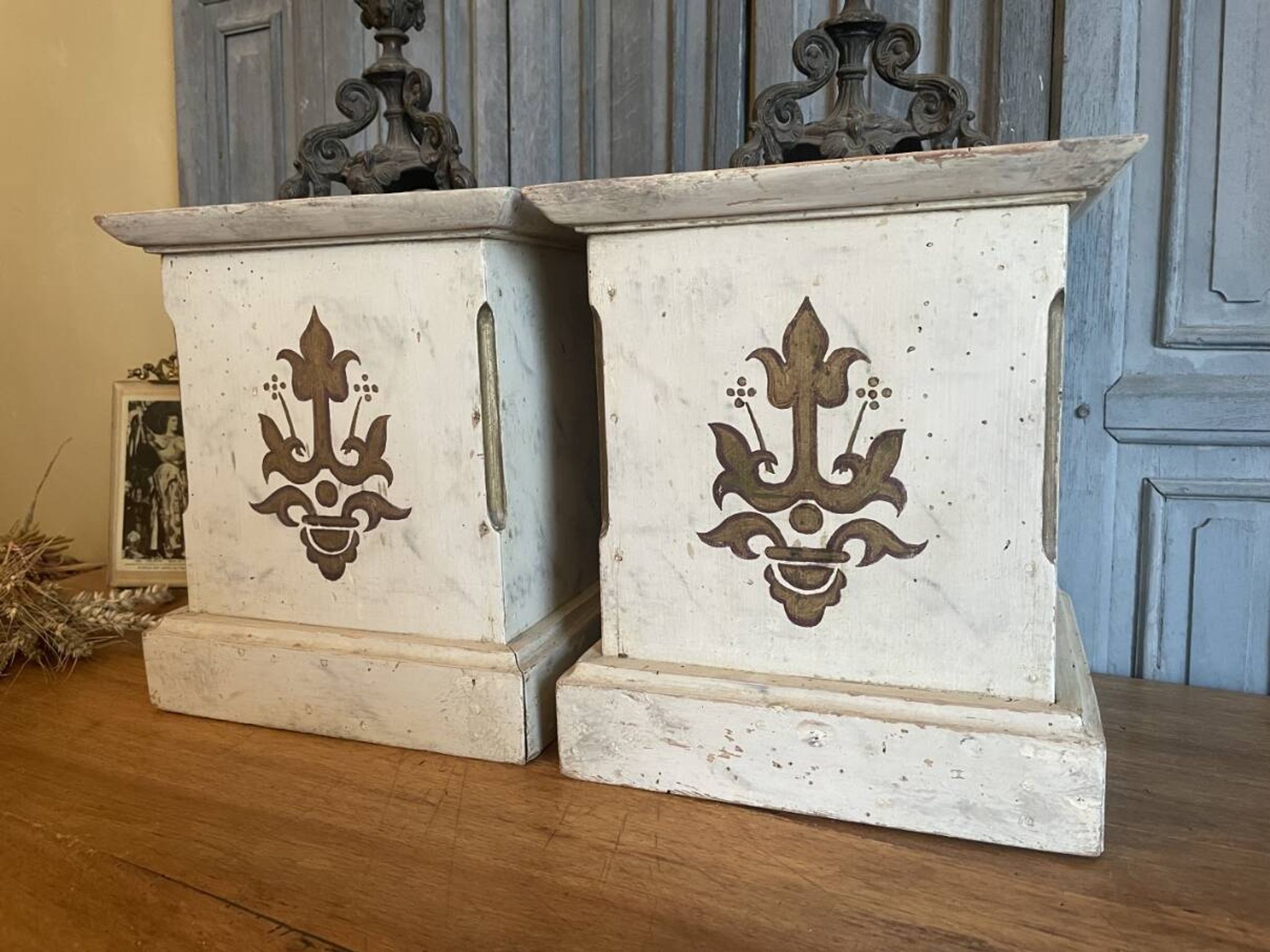2 x French church consoles