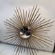 Golden metal witch's eye sun mirror from the 70s, 86cm.