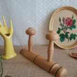Coat rack 2 wooden hooks - vintage