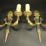 Paire d'appliques aux flambeaux et cygnes, style Empire