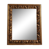 Patinated golden rectangular mirror, decorated with acanthus leaves, 49 cm