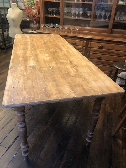 Wooden farmhouse table