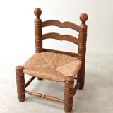 Petite chaise Charles Dudouyt bois et paillage