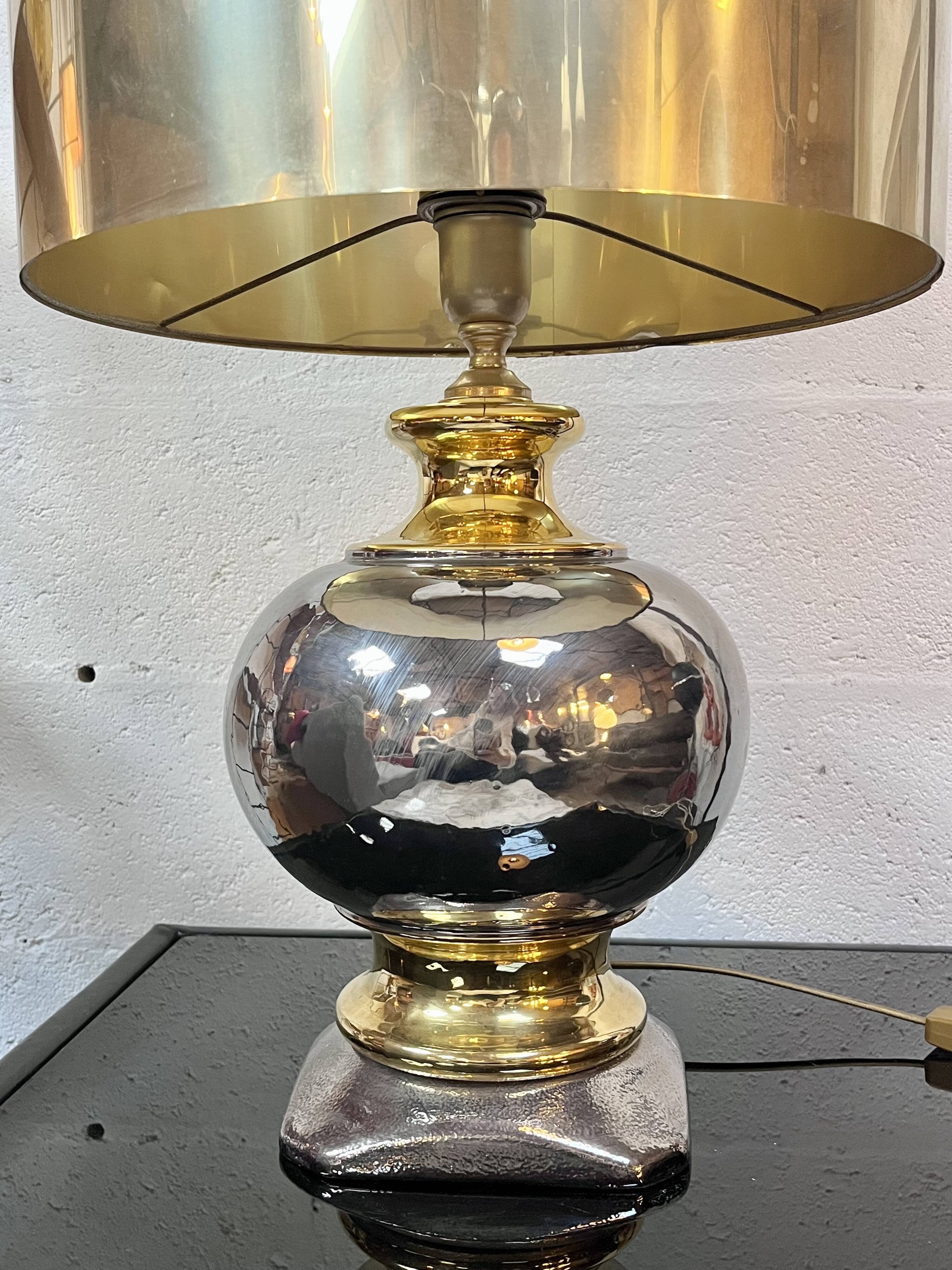 Gilded ceramic lamp, Italy, 1970