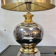 Gilded ceramic lamp, Italy, 1970