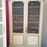 Bookcase 2 painted in ochre and cream mesh doors beginning 20 th