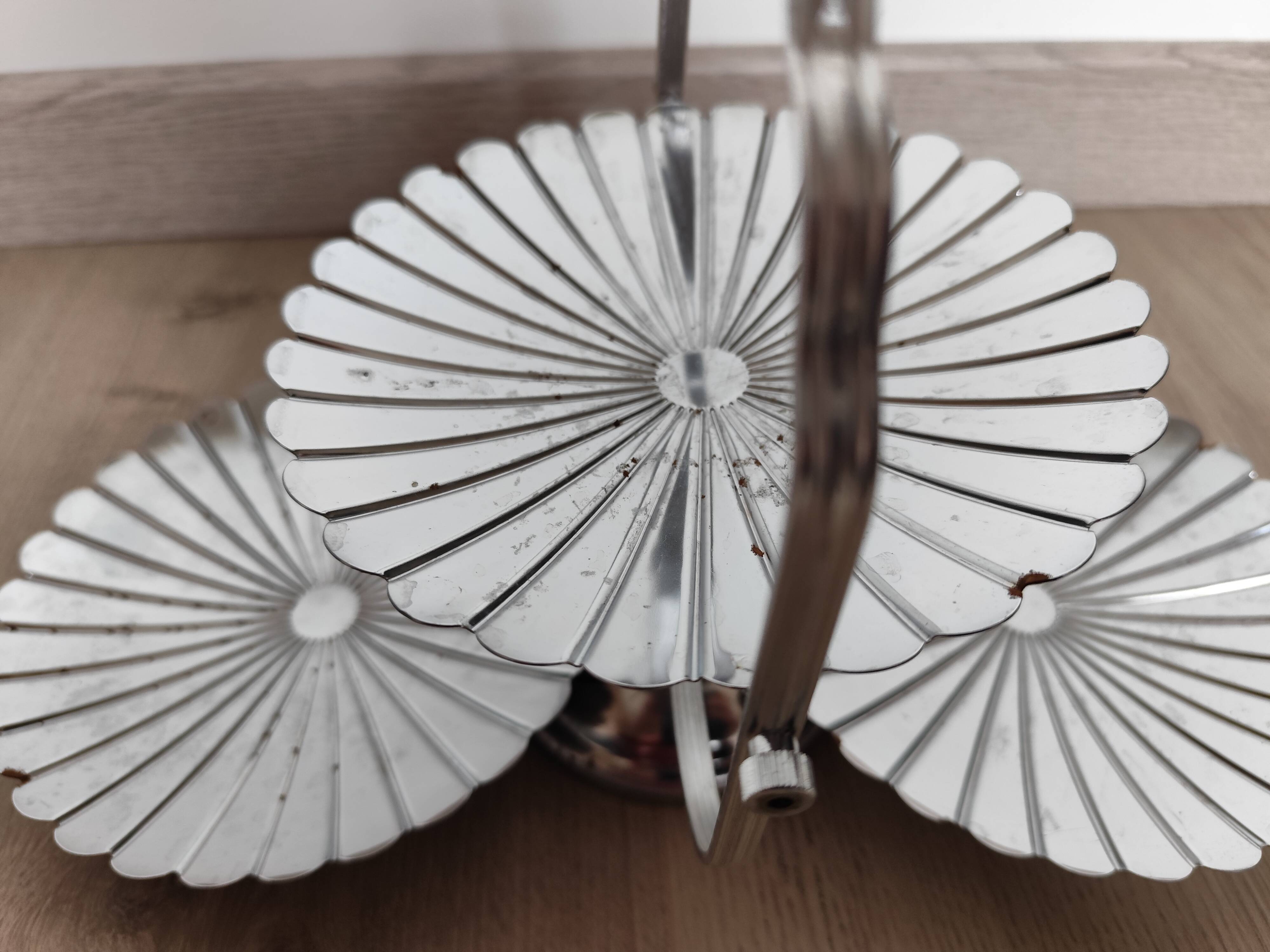Vintage chrome-plated metal display stand for appetizers and petits fours