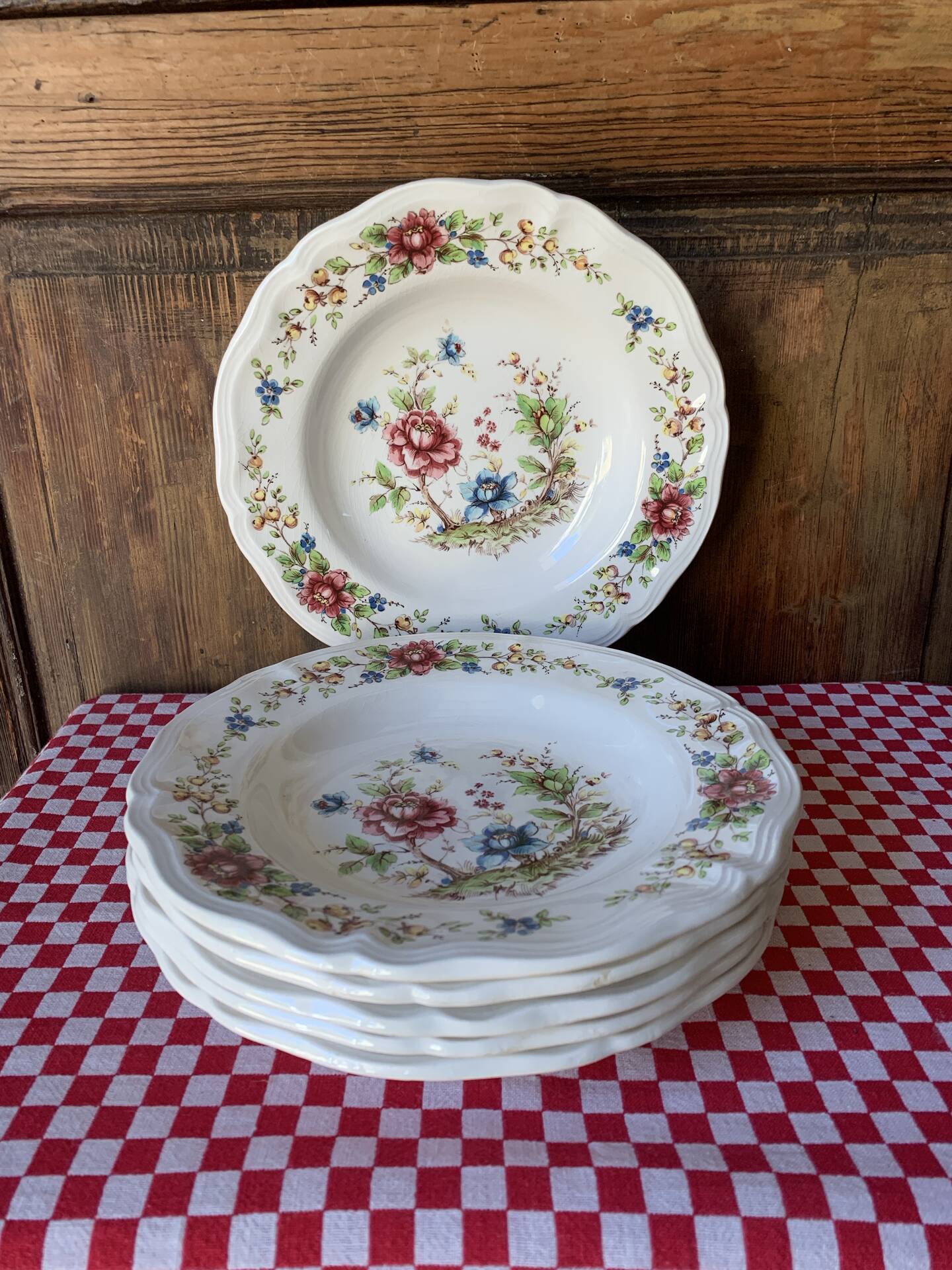 Six assiettes creuses 1960 Sarreguemines modèle Eden