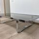 Coffee table design bronze chrome thick smoked glass circa 1970